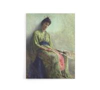 Artery8 Frank Edwin Scott Somnolence Sleeping Woman Portrait Canvas Art Print in Green | Size: W24" x H32" Artery8 Green W24" x H32"