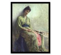 Artery8 Frank Edwin Scott Somnolence Sleeping Woman Portrait Framed Art Print in Green | Size: W12" x H16" Artery8 Green W12" x H16"