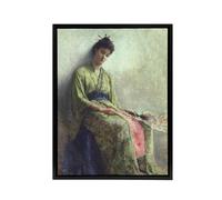 Artery8 Frank Edwin Scott Somnolence Sleeping Woman Portrait Framed Canvas Art in Green | Size: W18" x H24" Artery8 Green W18" x H24"
