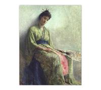 Artery8 Frank Edwin Scott Somnolence Sleeping Woman Portrait Wall Art Print in Green | Size: W12" x H16" Artery8 Green W12" x H16"
