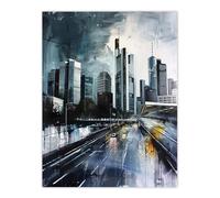 Artery8 Frankfurt City Skyline Germany Cityscape Painting Living Room Extra Large XL Wall Art Poster Print
