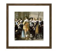 Artery8 Frans Hals Militia District Xi The Meagre Company 8X8 Inch Square Wooden Framed Wall Art Print Picture with Mount in Brown Artery8 Brown