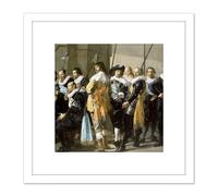 Artery8 Frans Hals Militia District Xi The Meagre Company 8X8 Inch Square Wooden Framed Wall Art Print Picture with Mount in White Artery8 White