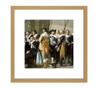 Artery8 Frans Hals Militia District Xi The Meagre Company 8X8 Inch Square Wooden Framed Wall Art Print Picture with Mount in Light Oak Artery8 Light Oak