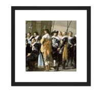 Artery8 Frans Hals Militia District Xi The Meagre Company 8X8 Inch Square Wooden Framed Wall Art Print Picture with Mount in Black Artery8 Black