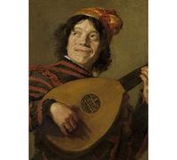Artery8 Frans Hals The Lute Player Painting Premium Wall Art Canvas Print 18X24 Inch