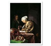 Artery8 Frans Van Mieris The Letter Writer Painting Art Print Framed Poster Wall Decor 12x16 inch