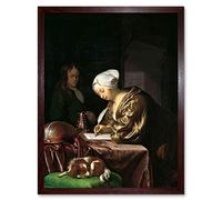 Artery8 Frans Van Mieris The Letter Writer Painting Art Print Framed Poster Wall Decor 12x16 inch
