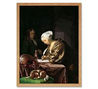 Artery8 Frans Van Mieris The Letter Writer Painting Art Print Framed Poster Wall Decor 12x16 inch