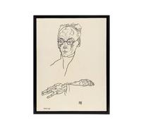 Artery8 Franz Blei Line Art Portrait Framed Canvas Wall Art Print Egon Schiele in Beige | Size: W12" x H16" Artery8 Beige W12" x H16"
