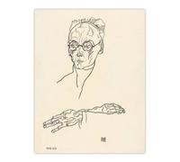 Artery8 Franz Blei Line Art Portrait Vintage Wall Art Print Egon Schiele in Beige | Size: W18" x H24" Artery8 Beige W18" x H24"