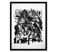 Artery8 Franz Marc Framed Wall Art Birth of the Wolves Abstract Painting in White | Size: A3 Artery8 White A3