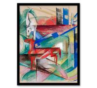 Artery8 Franz Marc Framed Wall Art Landscape with Animals Abstract Painting | Size: A3 Artery8 Multicolor A3