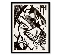 Artery8 Franz Marc Framed Wall Art Print Horses 1912 Abstract Painting in White | Size: A3 Artery8 White A3