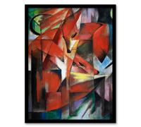 Artery8 Franz Marc Framed Wall Art The Foxes Colourful Abstract Painting | Size: A3 Artery8 Multicolor A3