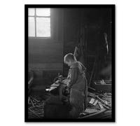 Artery8 Fred Brockett Blacksmiths Apprentice Photograph Framed Art Print in Grey | Size: W12" x H16" Artery8 Grey W12" x H16"