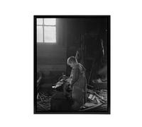 Artery8 Fred Brockett Blacksmiths Apprentice Photograph Framed Canvas Art in Grey | Size: W18" x H24" Artery8 Grey W18" x H24"