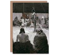 Artery8 Frederic Remington Art Card Native American Council Tent in Grey Artery8 Grey
