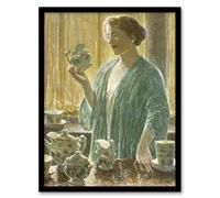 Artery8 Frederick Childe Hassam Framed Wall Art Print The Strawberry Tea Set - A3 Size