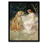 Artery8 Frederick Stuart Church Lady & the Tiger Framed Wall Art Print | Size: W12" x H16" Artery8 Multicolor W12" x H16"