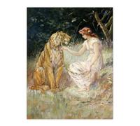 Artery8 Frederick Stuart Church Lady & the Tiger Wall Art Print | Size: W24" x H32" Artery8 Multicolor W24" x H32"