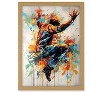 Artery8 Freestyle Dancing Street Dance Vibrant Paint Splat Artwork Framed A3 Wall Art Print