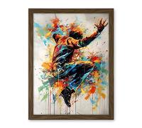 Artery8 Freestyle Dancing Street Dance Vibrant Paint Splat Artwork Framed Wall Art Print 18X24 Inch