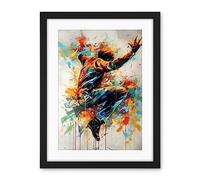 Artery8 Freestyle Dancing Street Dance Vibrant Paint Splat Artwork Framed Wall Art Print 18X24 Inch