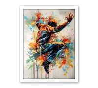 Artery8 Freestyle Dancing Street Dance Vibrant Paint Splat Artwork Framed Wall Art Print 18X24 Inch