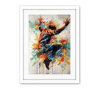 Artery8 Freestyle Dancing Street Dance Vibrant Paint Splat Artwork Framed Wall Art Print 18X24 Inch