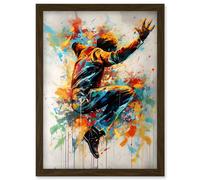 Artery8 Freestyle Dancing Street Dance Vibrant Paint Splat Artwork Framed Wall Art Print A4 in Brown Artery8 Brown