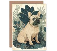Birthday Card French Bulldog and Tropical Plants Modern Pastel Colour Boho Art Birthday Artery8 Multi One Size
