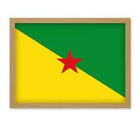 French Guiana National Flag Vexillology World Flags Country Region Poster Artwork Framed Wall Art Print A4 Artery8 Light Oak One Size