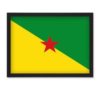 French Guiana National Flag Vexillology World Flags Country Region Poster Artwork Framed Wall Art Print A4 Artery8 Black One Size