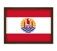 French Polynesia National Flag Vexillology World Flags Country Region Poster Artwork Framed Wall Art Print A4 Artery8 Brown One Size