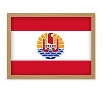 French Polynesia National Flag Vexillology World Flags Country Region Poster Artwork Framed Wall Art Print A4 Artery8 Light Oak One Size