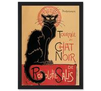 Artery8 French Vintage Advertising Tournee Du Chat Noir The Black Cat Rodolphe Salis Artwork Framed Wall Art Print A4 Artery8 Black