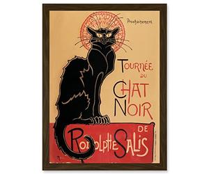 Artery8 French Vintage Advertising Tournee Du Chat Noir The Black Cat Rodolphe Salis Artwork Framed Wall Art Print A4