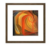 Artery8 Freundlich Abstract Composition Painting 8X8 Inch Square Wooden Framed Wall Art Print Picture with Mount in Brown Artery8 Brown