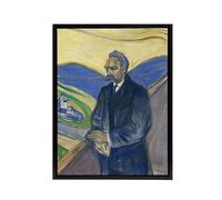 Artery8 Friedrich Nietzsche Portrait Black Framed Canvas Wall Art Print 24X32 Artwork By Munch : Philosopher Tribute Print Ideal For Study Library Or Reading Space Adding Strength And Focus