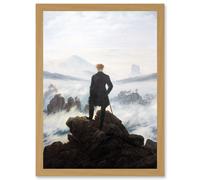 Artery8 Friedrich Wanderer Above Sea Fog Painting Artwork Framed Wall Art Print A4