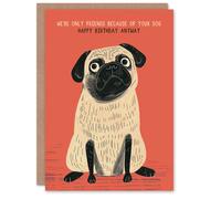 Artery8 Birthday Card Friends Because Dog Lover Cute Pug Funny Blank Arty Art All Occasion Greeting Card