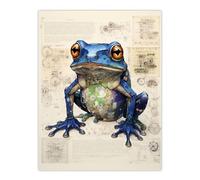 Artery8 Frog Robot Hybrid Secret Military Schematic Blueprint Futuristic Complex Arcane Manuscript Gift For Him Man Cave Large Wall Art Poster Print Thick Paper 18X24 Inch