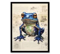 Artery8 Frog Robot Hybrid Secret Military Schematic Blueprint Futuristic Complex Arcane Manuscript Gift For Him Man Cave Artwork Framed Wall Art Print 18X24 Inch