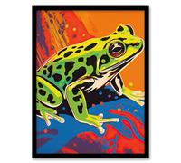 Artery8 Frog Vibrant Bathroom Painting Animal Portrait With Bold Colours Artwork Framed Wall Art Print A4
