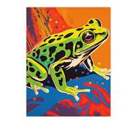 Artery8 Frog Vibrant Bathroom Painting Animal Portrait With Bold Colours Large Wall Art Poster Print Thick Paper 18X24 Inch