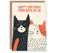 Artery8 Birthday Card From Both of Us Cute Cat Lover Design Blank Arty Art All Occasion Greeting Card