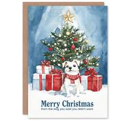 Artery8 From The Dog You Didn't Want Funny Cheeky Christmas Greeting Card in Blue Artery8 Blue