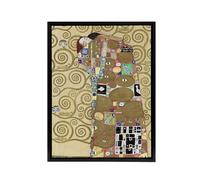 Artery8 Fulfillment Lovers Embrace Painting Framed Canvas Wall Art Print Klimt in Gold | Size: W12" x H16" Artery8 Gold W12" x H16"