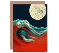 Artery8 Full Moon at Sea for Him or Her Man Woman Birthday Thank You Congratulations Blank Art Greeting Card